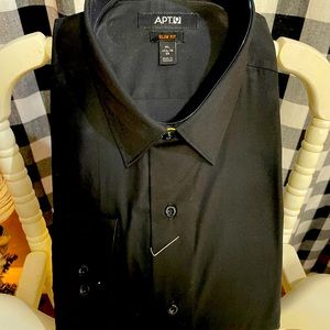 Black APT.9 slim fit X-LARGE Mens long sleeve dress shirt.